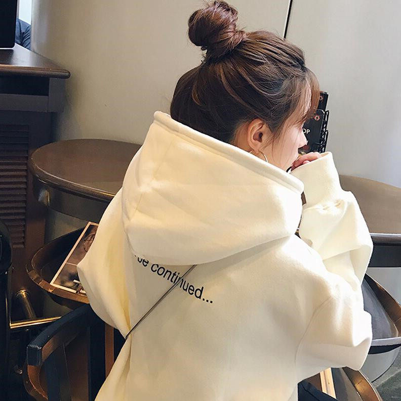 Hong Kong fashion brand autumn and winter new hooded sweater female ulzzang Korean version loose pullover bf hoodie plus velvet jacket
