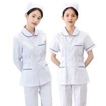 Nurse Clothing Blue Side Long Sleeves Womens Summer Short short sleeves slim section Round Collar Split Suit Oral Dental Work Clothes