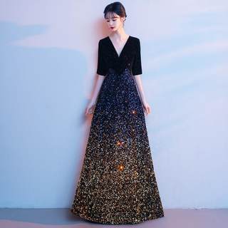 大合唱团演出服指挥钢琴高端亮片晚礼服2025新款高级感显瘦合唱服