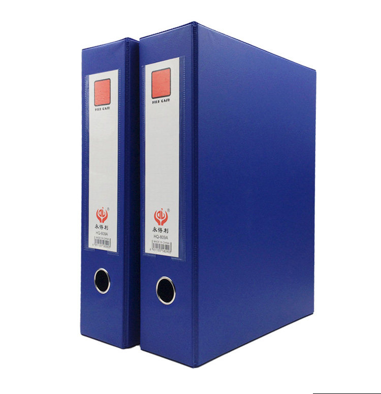 a4 with iron clamp file box back width 8cm thickness and add up file box 4 inches pvc large capacity blue cap box