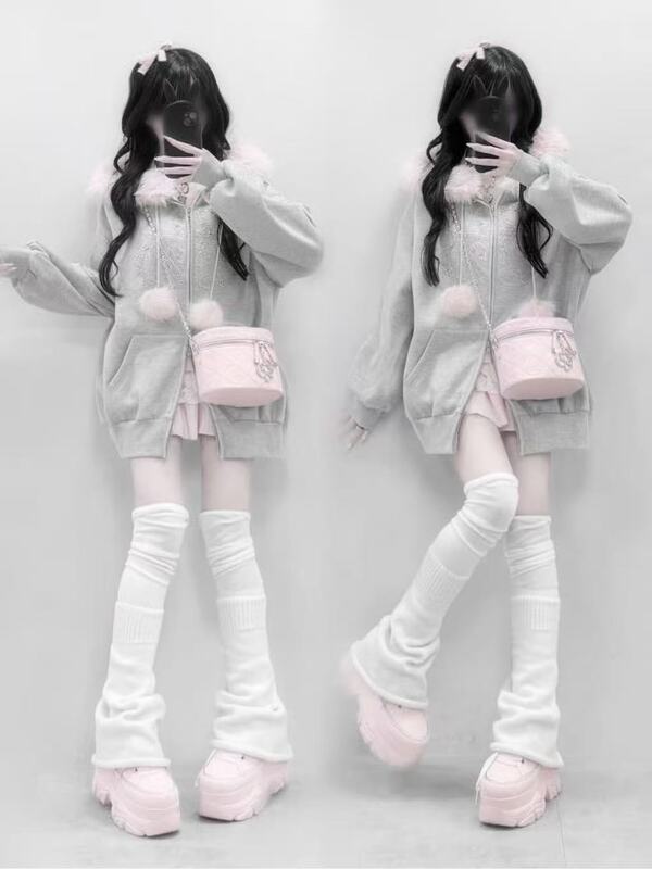 Momoka Japan-Made Olivedesolive Collaboration Miko Pom-Pom Hooded Sweatshirt Jacket Clear Style Momoka Japan-Made Olivedesolive Collaboration Miko Pom-Pom Hooded Sweatshirt Jacket Clear Style