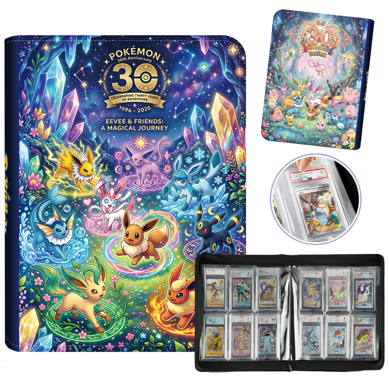 Psa Graded Card Binder Pokémon Four-Six Grid Large Capacity Collection Album Pu Leather Zipper Style Storage Album Psa Graded Card Binder Pokémon Four-Six Grid Large Capacity Collection Album Pu Leather Zipper Style Storage Album