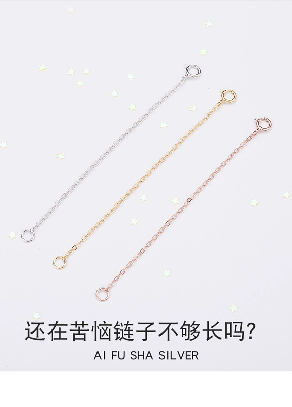 S925 dây chuyền bạc dài chuỗi mở rộng sterling bạc vòng đeo tay chuỗi dài chuỗi xương đòn tự làm phụ kiện dài béo mm nữ - Vòng đeo tay Clasp