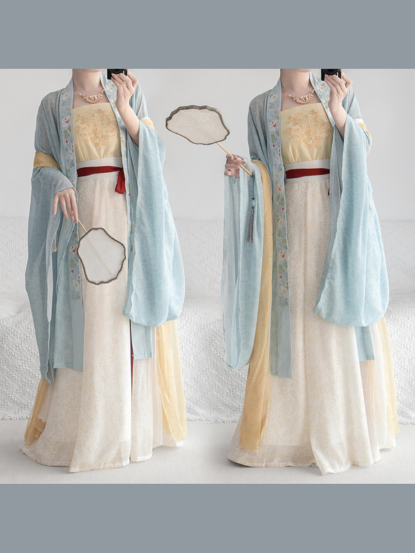 Yingchun[] Song Dynasty Large-Sleeved Shirt with Double-Breasted Embroidered One-Piece Torn Skirt Suspenders Original Authentic Han Dynasty for Women