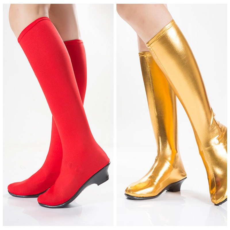 Sailor Dance Boots, Mongolian Dance Boots, Ethnic Dance Performance Red High-Elastic Long Boots, Dance Shoes and Boots