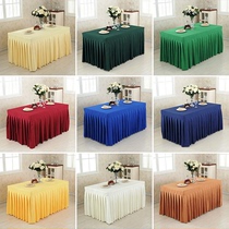 Dark green solid color hotel conference tablecloth business rectangular strip exhibition layout tablecloth custom-made