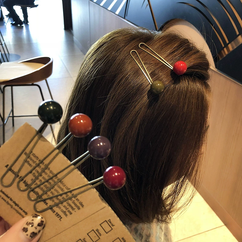Hàn Quốc kẹp tóc ngọc trai từ clip retro đơn giản bangs clip Dongdaemun mới bên clip màu bóng phụ kiện tóc - Phụ kiện tóc