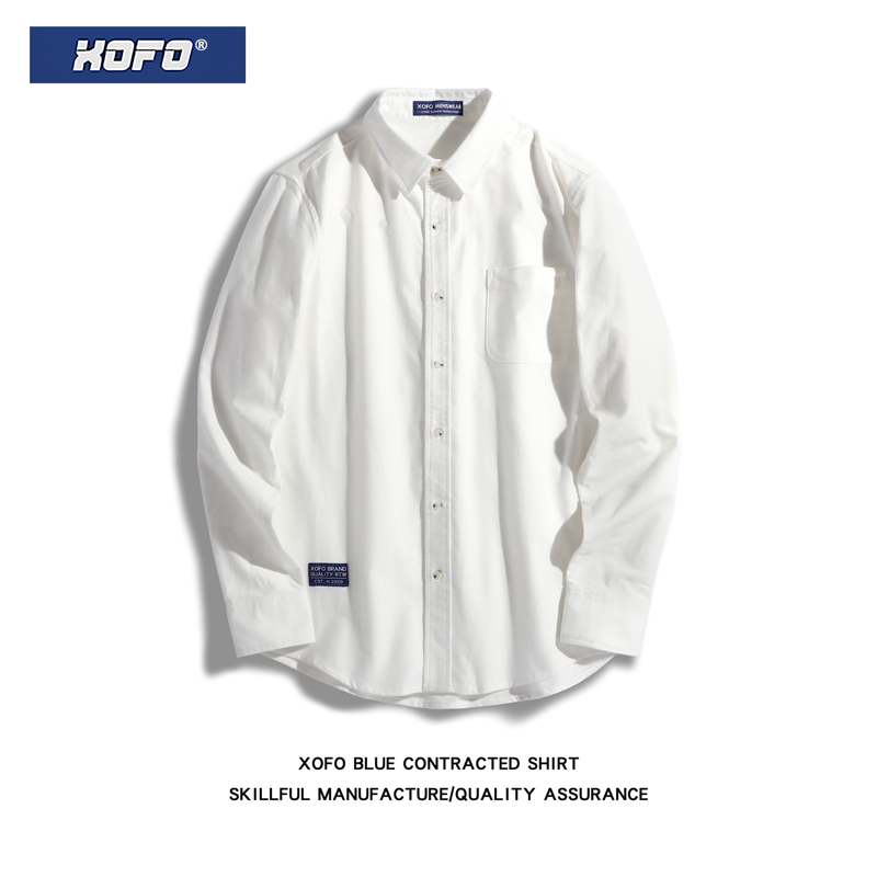Simple and Comfortable Autumn Japanese-Style White Shirt for Men, Casual Loose-Fitting Long-Sleeved Men's Shirt Jacket