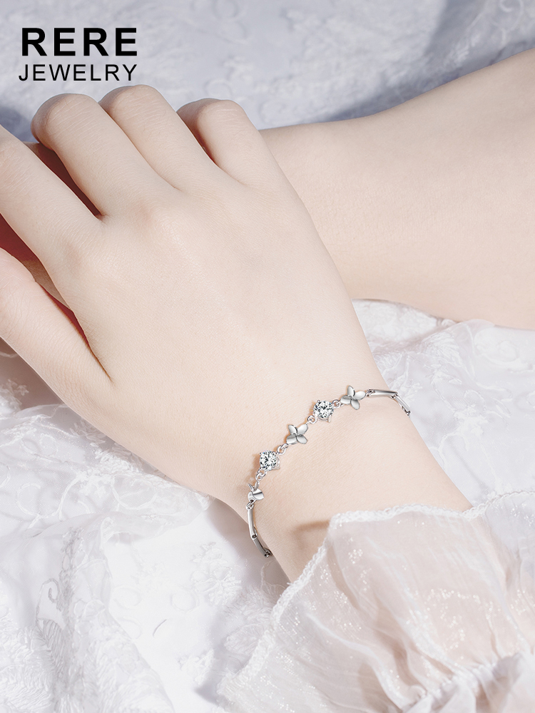 Four-leaf clover bracelet girl sterling silver light luxury ins niche cold wind design bracelet bracelet birthday gift for girlfriend