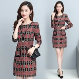 Осеннее платье, длинный приталенный корсет, лонгслив, юбка, 2021 года, средней длины, в цветочек