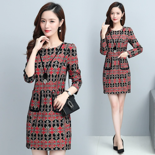 Осеннее платье, длинный приталенный корсет, лонгслив, юбка, 2021 года, средней длины, в цветочек