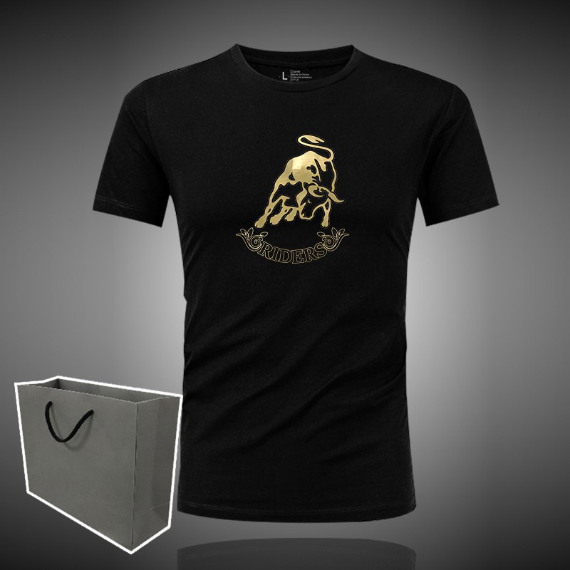 Men's Summer Black T-Shirt, Trendy Brand, Modal Fabric, Thin Style, Half-Sleeve Clothing for Middle-Aged Men