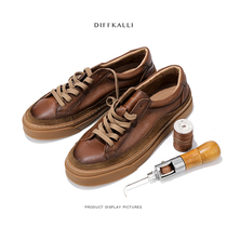 Retro shoes male leather new niche spring and summer leisure low-help soft sole English tide dirty shoes man