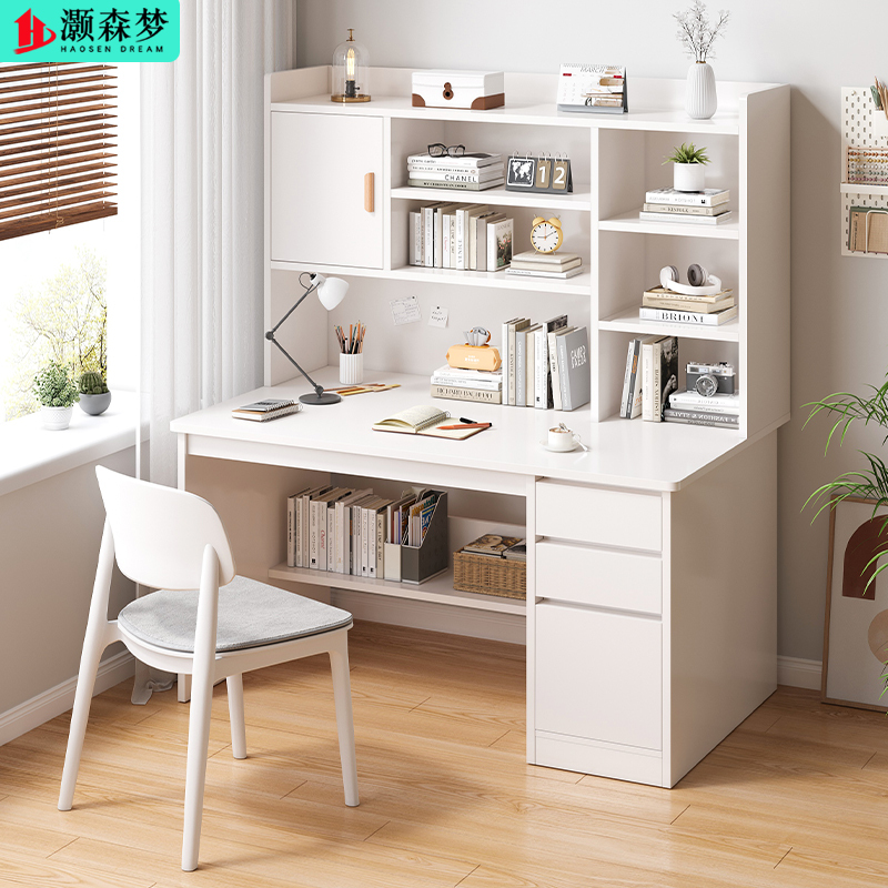 Desk and Bookshelf Integrated Simple Study Table for Junior High School Students, Home Bedroom Computer Desk, Student Small Apartment Office Desk Desk and Bookshelf Integrated Simple Study Table for Junior High School Students, Home Bedroom Computer Desk, Student Small Apartment Office Desk