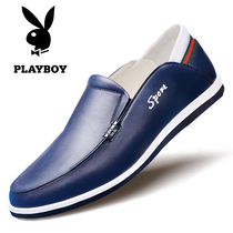 Playboy mens shoes leather summer new mens casual leather shoes mens youth lazy one pedal Peas shoes