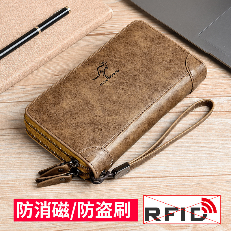 Ekes Kangaroo Men Handbags Soft Leather 2022 New Fashion Wallet Carry-on Hand Grip Bag Handgrip Bag Men