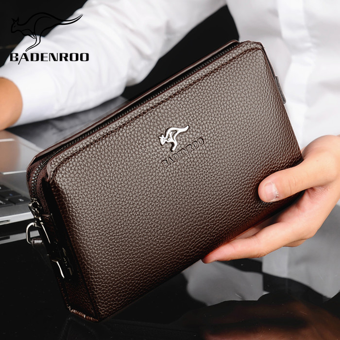 Biden Kangaroo Genuine Leather Hand Grab Bag Code Lock Men's Large Capacity Hand Grip Bag Business Bull Leather Wallet Wallet Man