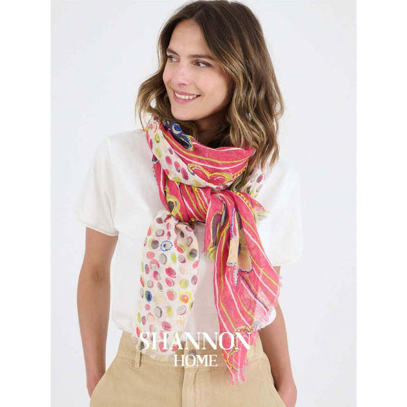 2026 New Product Storiatipic France Spring and Summer Linen Cotton Embroidered Floral Colorful Scarf Shawl 2026 New Product Storiatipic France Spring and Summer Linen Cotton Embroidered Floral Colorful Scarf Shawl