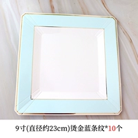 Королевская синяя 9-дюймовая квадратная тарелка с голубым золотом