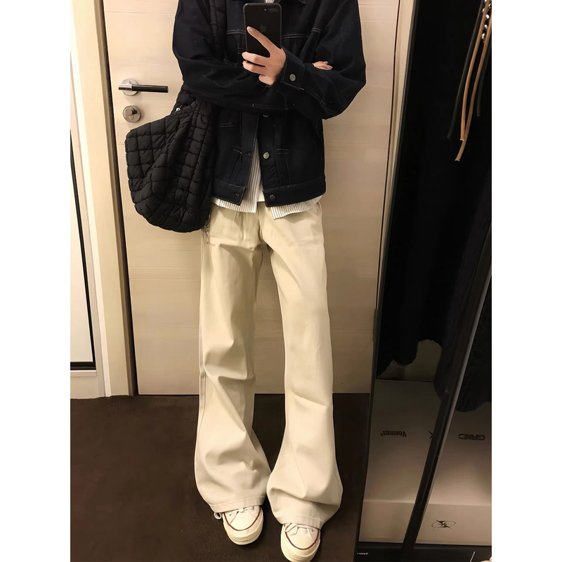 Cleanfit Light Khaki Jeans for Men, Autumn American Retro Slim-Fit Pants, Straight-Leg Flared Work Pants Cleanfit Light Khaki Jeans for Men, Autumn American Retro Slim-Fit Pants, Straight-Leg Flared Work Pants