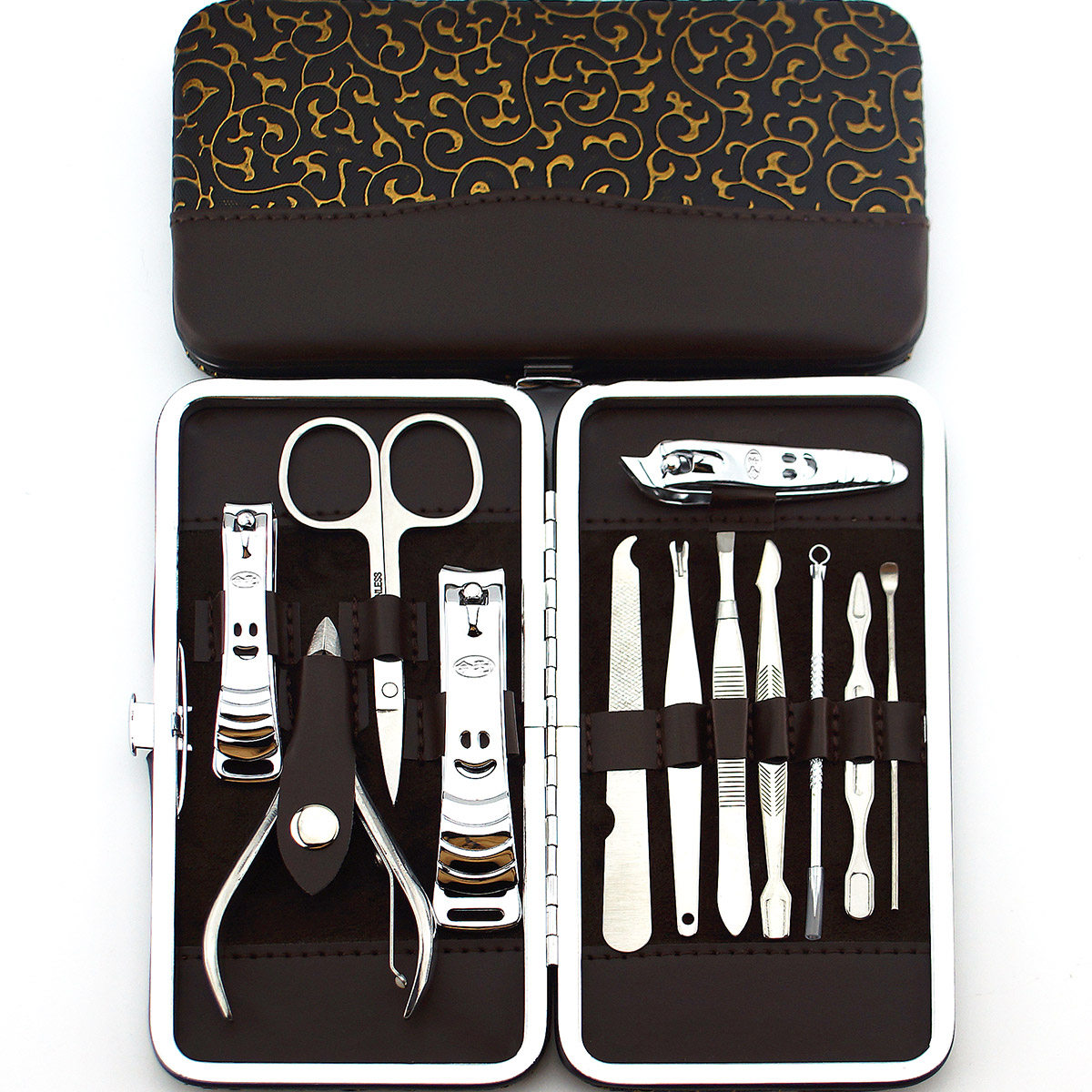 Jinli Stainless Steel Manicure Set 12 Pieces Golden Dragon Pattern Nail Clipper Set Nail Clipper B-08