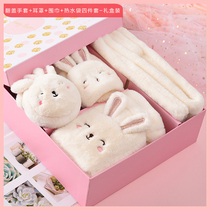 Tide brand gloves female winter cute plus velvet half finger Korean version of thick warm Dew finger cycling student soft sister plush