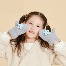 Childrens warm gloves baby thick plush plus velvet thick girl child baby winter autumn winter baby cute