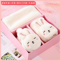 Gloves Winter Women Cute Soft Sister Fleece Warm Cotton Plush Half Finger Cycling Student Korean Style Cartoon Autumn Winter