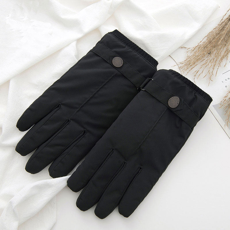 Gloves Men's Winter Touch Screen Canvas Warm Plus Suede Anti-Chill Waterproof Cotton Thickened Bike Gloves Men's Winter Anti-Cold Riding