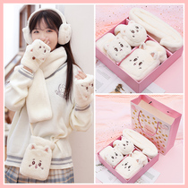 Gloves female winter cute winter plus velvet half finger warm winter Korean version thick student half autumn cat claw gloves