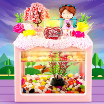 Cute fun small fish tank girl handmade diy toy children make Mermaid Princess paste micro landscape material bag