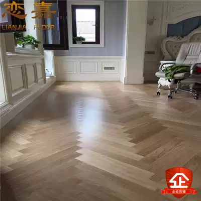 Nordic style oak flat natural color herringbone spell solid wood composite wood floor geothermal available