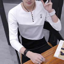 Mens long-sleeved T-shirt spring and autumn ins student top clothes Thin autumn clothes Mens sweater Korean version of the trend of winter clothing base shirt