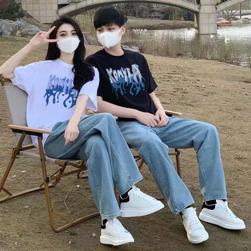 Light Blue Jeans for Men and Women in Summer Trendy Brand Thin Artistic Style Loose Straight Casual Versatile Japanese Long Pants