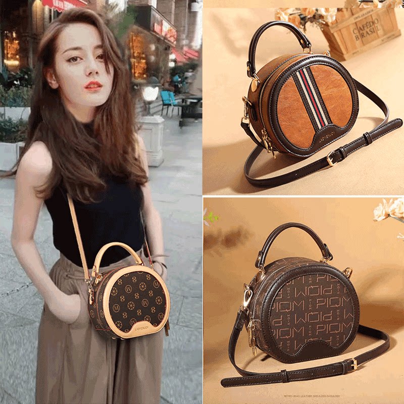 Han Edition Woman Bag 2022 new tide small round bag fashion and single shoulder slope bag red new texture bag girl