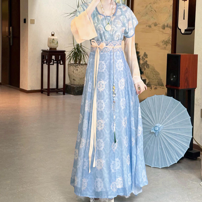 Original Dream of Tang Dynasty Spring/Summer Tang-Style Round-Neck Shirt with Waist-Length Eight-Panel Skirt Tang-Style Hanfu Set for Daily Wear 2026 New Model Original Dream of Tang Dynasty Spring/Summer Tang-Style Round-Neck Shirt with Waist-Length Eight-Panel Skirt Tang-Style Hanfu Set for Daily Wear 2026 New Model