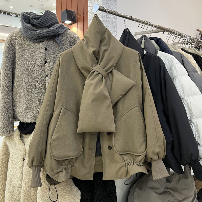 Korean Style High-End Scarf-Style White Duck down Jacket for Women, 2026 Winter New Loose Versatile Warm Top