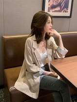 Summer 2021 New Korean one button nine-point sleeve casual thin small suit female chic Net red loose coat