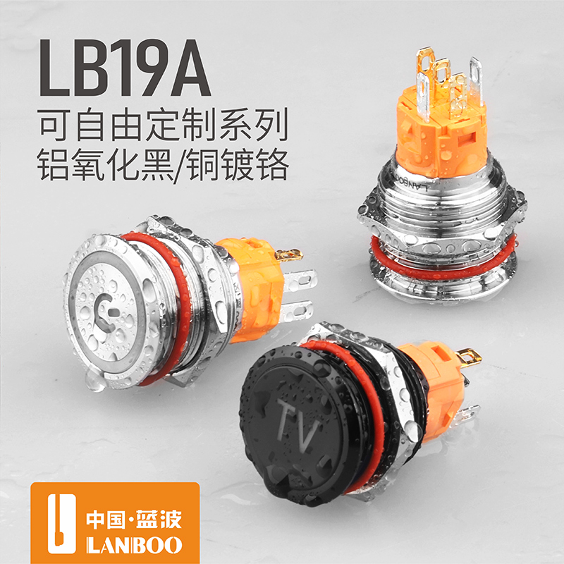 Blue Wave Hot Sell 19mm Metal Button Switch 1NO1NO Gold Plated Pin Silver Contact Point Ring Power Sign Shine