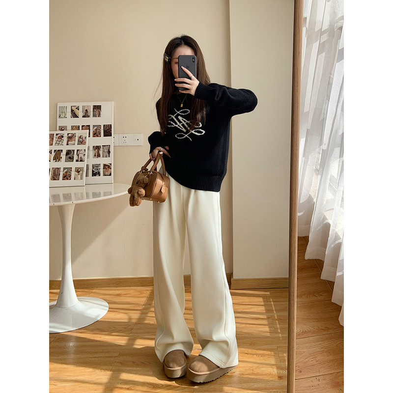 Yuyuaa Continues to Accompany You through the Winter, Life-Saving Pants, Fleece-Lined and Thickened Sweatpants, Women's Wide-Leg Floor-Length Pants