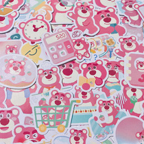 Strawberry Bear Handbill Stickler Cute Little Bear INS Wind Korean Ensemble Little Fresher Cartoon Teenage Girl Hearts Waterproof Hand Ledger