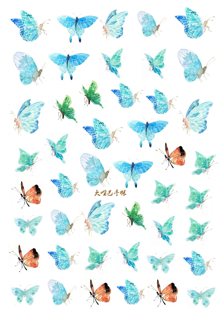 Handbook stickers homemade A4 sulfate paper sub - light self - adhesive watercolor series ten sheets