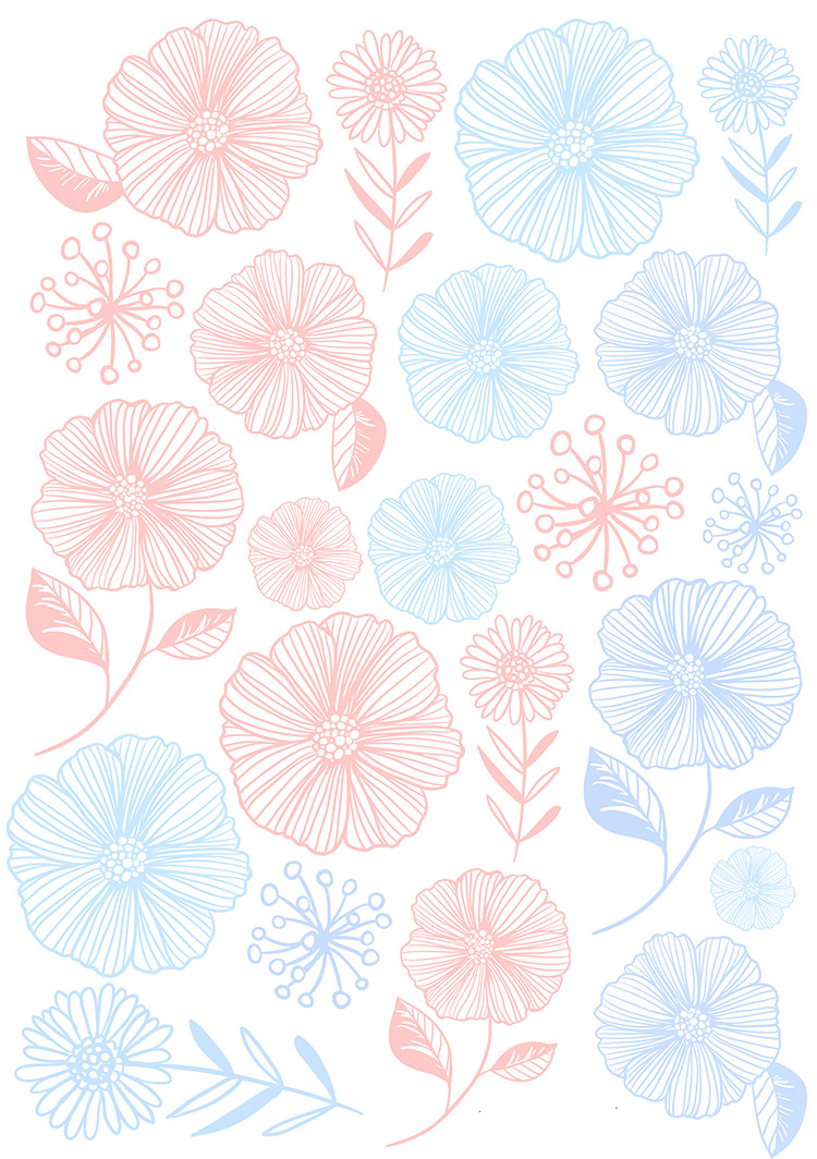 Uncut handbook stickers self-made A4 sulfuric acid paper matt self-adhesive watercolor flowers variety 15