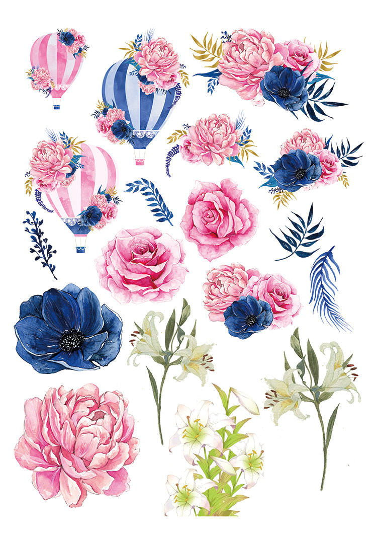 (Uncut) Pocket stickers homemade A4 sulfuric acid paper matt self-adhesive watercolor succulents 15