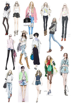 (Uncut) hand account stickers self-made A4 sulfuric acid paper matt self-adhesive fashion girl model 15