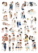 Uncut hand account sticker A4 laser sub-surface sulfuric acid paper couple characters small fresh life full of 15
