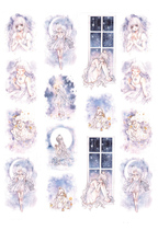 Uncut hand account material sticker printing Homemade A4 sulfuric acid paper Matte paper Watercolor character small fresh sticker