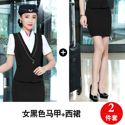 Chuyên nghiệp phù hợp với váy mùa hè nam ngắn tay và phụ nữ với cùng khí tốc độ cao máy bay chở khách sạn đồng phục tiếp viên hàng không làm việc được mặc