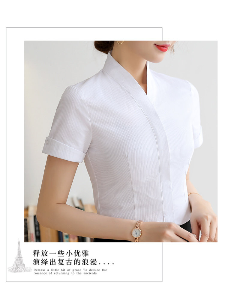 Summer Long Short Sleeve Shirt Female High-speed Rail Flight Attendant Flight Attendant Career Suit Hotel Sales Beauty Technician Work Uniform