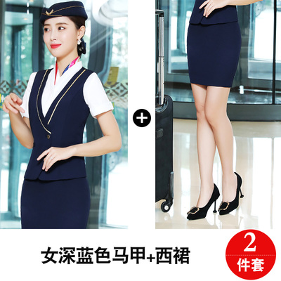Chuyên nghiệp phù hợp với váy mùa hè nam ngắn tay và phụ nữ với cùng khí tốc độ cao máy bay chở khách sạn đồng phục tiếp viên hàng không làm việc được mặc